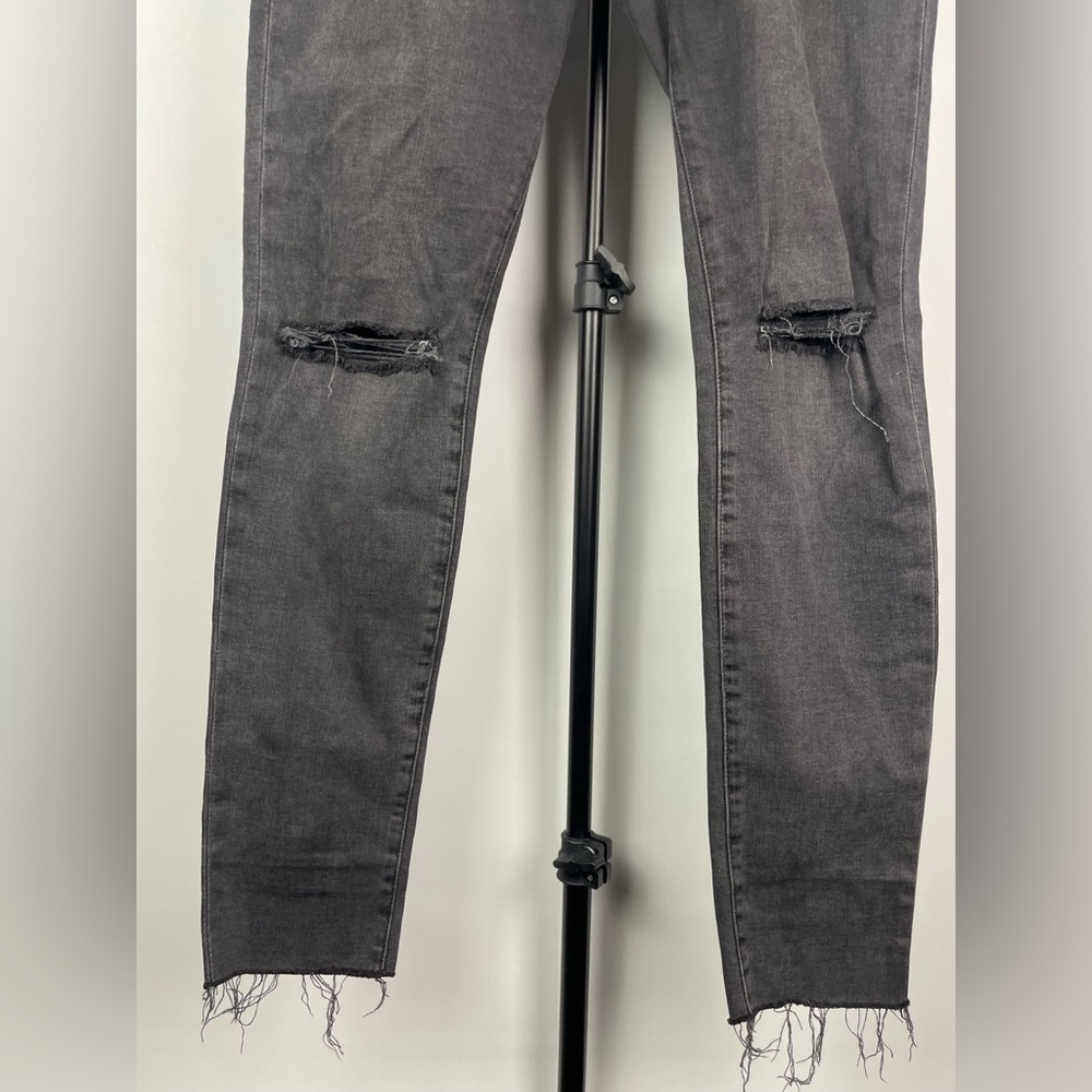Frame Washed Black Le High‎ Skinny Muddy Rip Raw Hem Jeans - Picture 6 of 6
